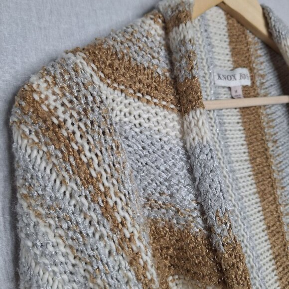 💙 Knox Rose Long Line Fringe Cardigan Size M Warm Cozy Western Boho Cottage Fes - Picture 3 of 8